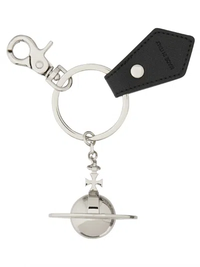 Vivienne Westwood 3d Orb Keyring Metal Silver-pu-grain One Size Unisex
