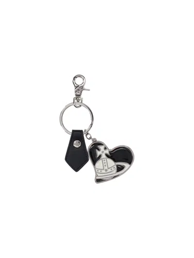 Vivienne Westwood Keychain Charm "orb Heart" In Black