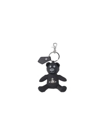 Vivienne Westwood Keychain Charm Teddy Bear In Black