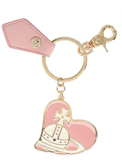 Vivienne Westwood Keychain "orb Heart" In Pink