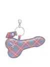 Vivienne Westwood Keyring Plaid Pattern Key Case In Blue/orange Tartan