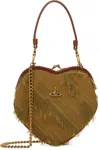 Vivienne Westwood Khaki & Brown Fringes Fil Coupé Belle Heart Frame Bag In C407 Brown