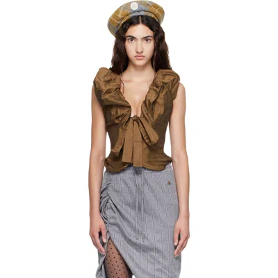 Vivienne Westwood Khaki Kendall Corset Blouse In D405 Bronze