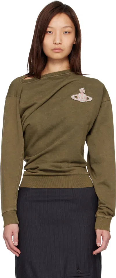 Vivienne Westwood Khaki Ls Hebo Sweatshirt In Green