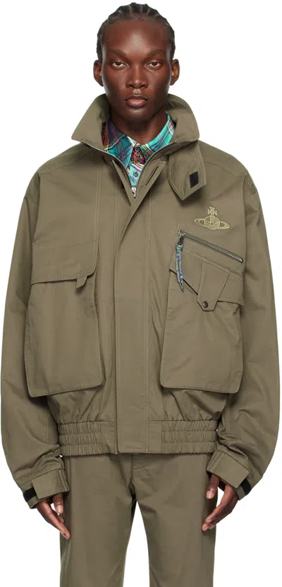 Vivienne Westwood Khaki Memphis Bomber Jacket In Aw24-khaki