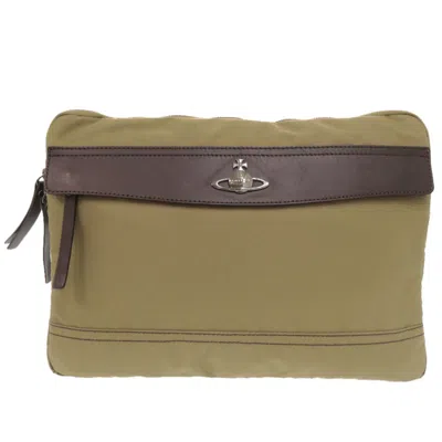 Pre-owned Vivienne Westwood Khaki Nylon Leather Clutch Bag ()