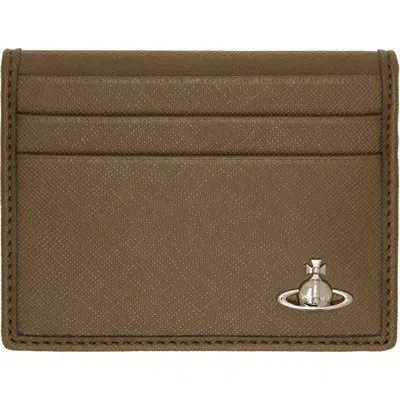 Vivienne Westwood Khaki Orb Man Bifold Card Holder In Brown