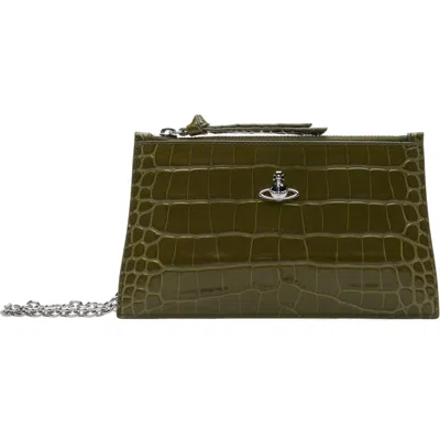 Vivienne Westwood Khaki Small Flat Zip Clutch In M404 Khaki
