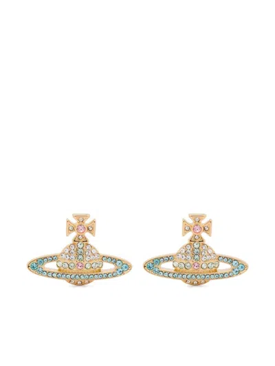 Vivienne Westwood Kika Earrings In Gold/aquamarine