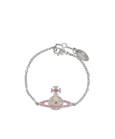 Vivienne Westwood Kika Logo Embellished Bracelet In Metallic