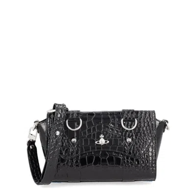 Vivienne Westwood Textured Flap Crossbody Bag In Blue