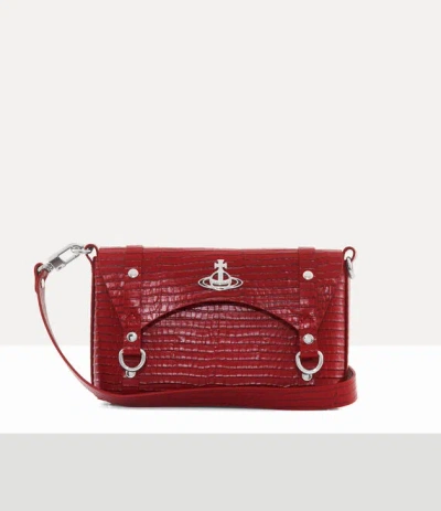 Vivienne Westwood Kimmy Crossbody Mini Croc-embos Db Red