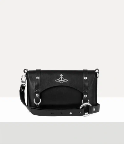 Vivienne Westwood Kimmy Crossbody Shiny Veget Tanned Black