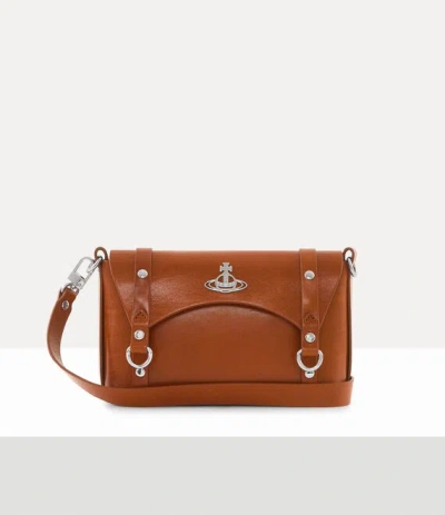 Vivienne Westwood Kimmy Crossbody Shiny Veget Tanned Camel In Brown
