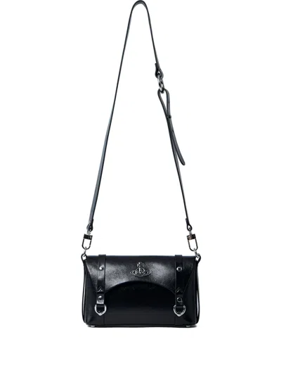 Vivienne Westwood Kimmy Orb-motif Flap Messenger Bag In Black