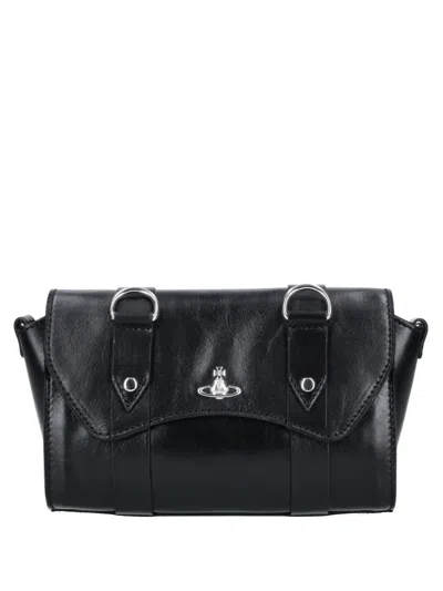 Vivienne Westwood Black Kimmy Calf Leather Shoulder Bag