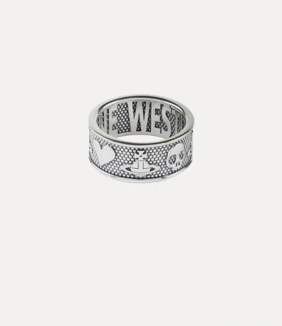 Vivienne Westwood Kingston Ring In Oxidised-silver-925-