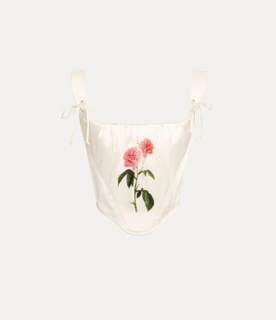 Vivienne Westwood Kitten Corset Satin W/rose Ivory-w-rose-print 10 Women In White