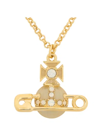 Vivienne Westwood Kitty Crystal-pendant Necklace In Gold
