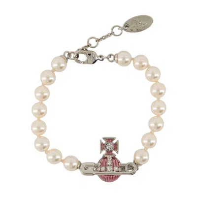 Vivienne Westwood Kitty Pearl Bracelet In Metallic