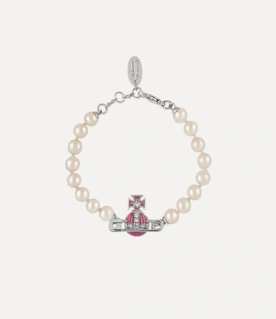 Vivienne Westwood Kitty Pearl Bracelet Platinum-white-crystal-light-rose-enamel Platinum-white-crystal-light-rose-enam