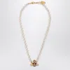 Vivienne Westwood Kitty Pearl Necklace With Gold Finish In White