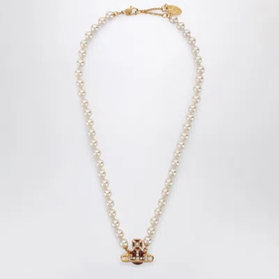 VIVIENNE WESTWOOD VIVIENNE WESTWOOD  KITTY PEARL NECKLACE WITH GOLD FINISH