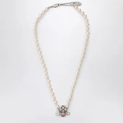 VIVIENNE WESTWOOD VIVIENNE WESTWOOD  KITTY PEARL NECKLACE WITH PLATINUM FINISH