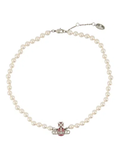 Vivienne Westwood Kitty Pearl Orb Necklace In White