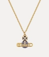 Vivienne Westwood Kitty Pendant Necklace Gold / Violet Cubic Zirconia / Enamel Women In Gold / Violet