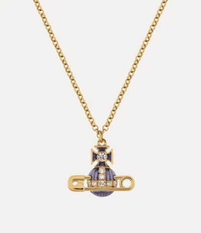 Vivienne Westwood Kitty Pendant Necklace Gold / Violet Cubic Zirconia / Enamel Women