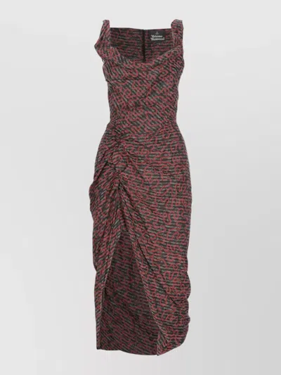 Vivienne Westwood Knee Length Dress Asymmetric Hem Ruched In Multi