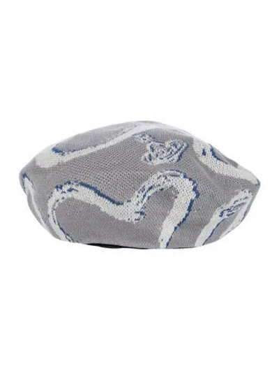 Pre-owned Vivienne Westwood Knit Beret Hat In Blue/grey