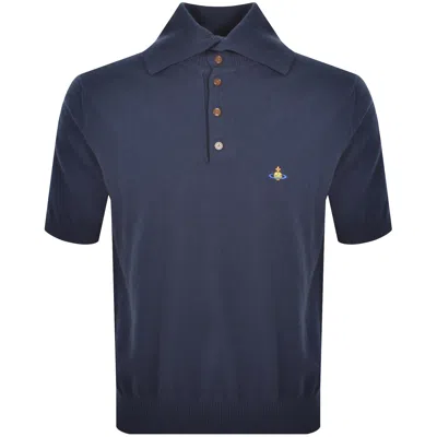 Vivienne Westwood Knit Polo Navy In Blue