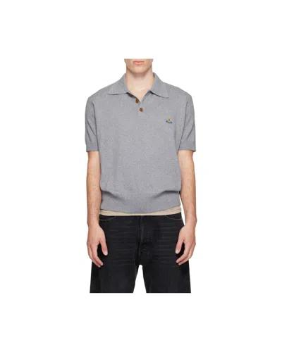 Vivienne Westwood Knitted Polo Shirt In Gray