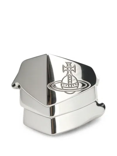 Vivienne Westwood Knuckleduster Orb-engraved Ring In Gray