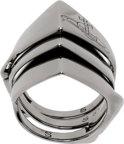 Vivienne Westwood Knuckleduster Ring In Gray