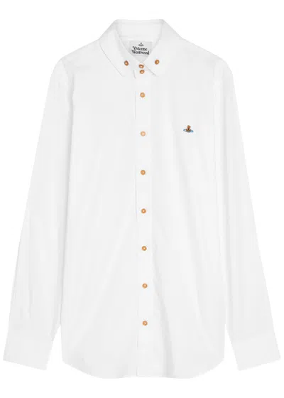 VIVIENNE WESTWOOD VIVIENNE WESTWOOD KRALL LOGO-EMBROIDERED COTTON SHIRT