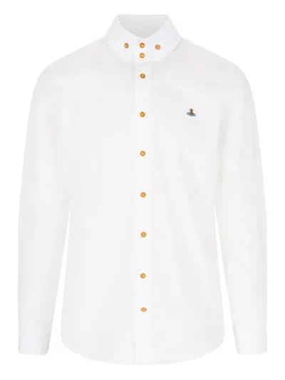 Vivienne Westwood Krall Logo-embroidered Cotton Shirt In White