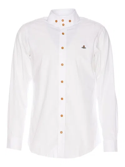 Vivienne Westwood Shirt With Subtle Orb Embroidery And Tailored Fit In Gray