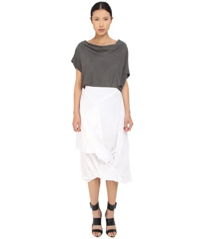 Pre-owned Vivienne Westwood L102401 Women's White Asymmetrical Hem Midi Skirt Size 42