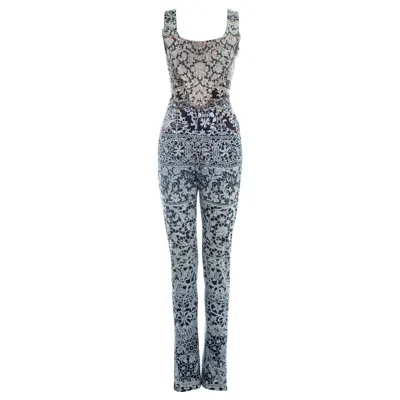 Pre-owned Vivienne Westwood Lace Screen Printed Denim Corset And Jeans, Fw 1992 In Gray
