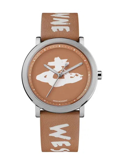 Vivienne Westwood Ladbroke Orb Logo 35mm Quartz Watch In Brown