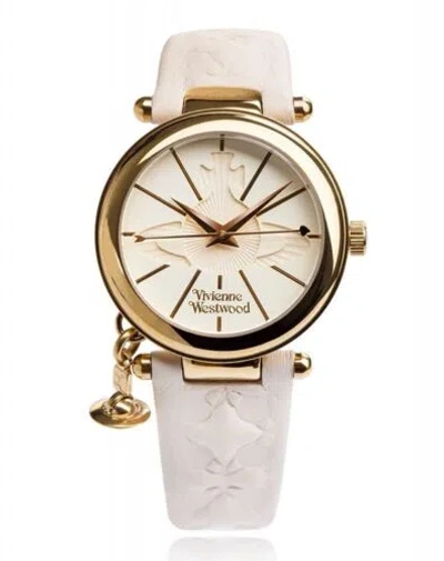 Pre-owned Vivienne Westwood Ladies' Gold Plated Orb Strap Watch Vv006whwh White From Japan