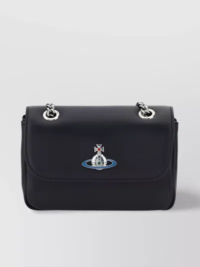 Vivienne Westwood Lambskin Chain Strap Clutch Bag In Black