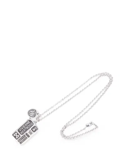 Pre-owned Vivienne Westwood Lancelot Orb-plaque Necklace In Silver