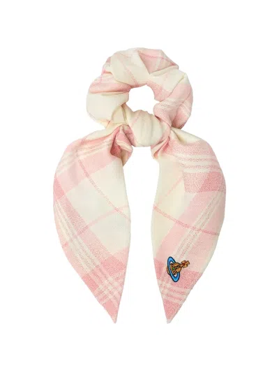 Vivienne Westwood Large Scrunchie Coquette Check Ivory-pink Os-u Women In Multi