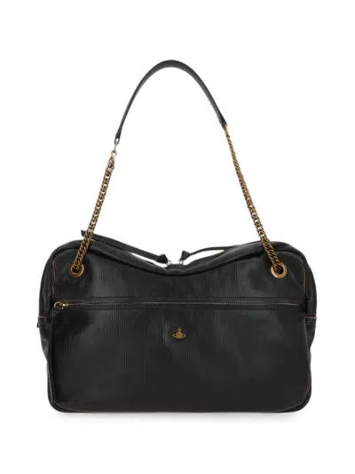 Vivienne Westwood Large Dolce Logo-plaque Shoulder Bag In Black