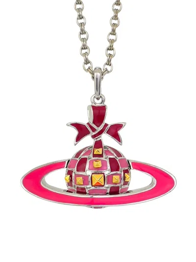 Pre-owned Vivienne Westwood Large Ribbon Orb Necklace In Pink