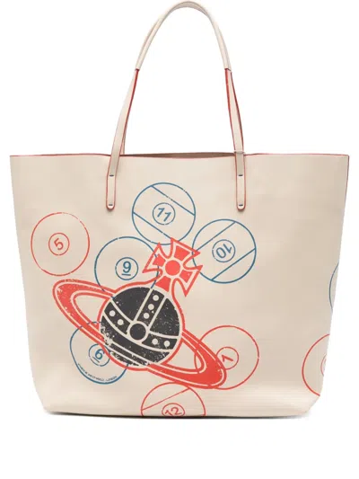 Vivienne Westwood Large Studio Orb-motif Tote Bag In Neutral